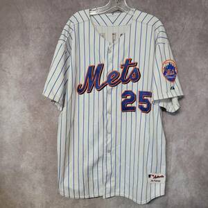 Rare Majestic Authentic New York Mets Bobby Malek 25 Pinstripe Jersey Men 56 3XL 海外 即決
