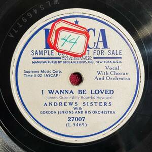 ANDREWS SISTERS/GORDON JENKINS Decca 27インチ007インチ プロモ (Jazz/Pop/Vocal, 1950) 海外 即決