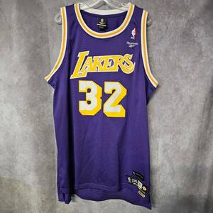 Vintage Reebok HWC Los Angeles Lakers Magic Johnson 32 Throwback Jersey Mens 2XL 海外 即決