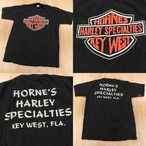 HARLEY-DAVIDSON Hornes Key West t-shirt LARGE vtg 80s 90s usa made single stitch 海外 即決