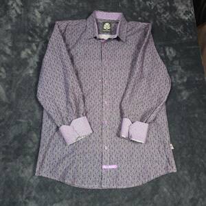 English Laundry Shirt Mens Large Purple Paisley Long Sleeve Button Up Adult 海外 即決