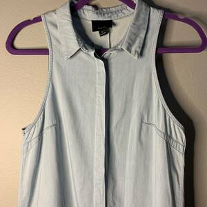 Anthropologie Lumiere Sleeveless Cotton Dress MEDIUM Tencel Summer Button Up 海外 即決