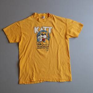 Vintage Single Stitch 1980s KATT ROCKS Radio Graphic T Shirt Tulsa OK 100.5FM 海外 即決