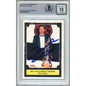 Dave Taylor Los Angeles Kings Signed 1991-92 Score #435 BAS BGS Gem Auto 10 Slab 海外 即決