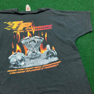 Vintage TP Engineering Shirt Mens XL Black Total Performance Engine Fire 90s Tee 海外 即決