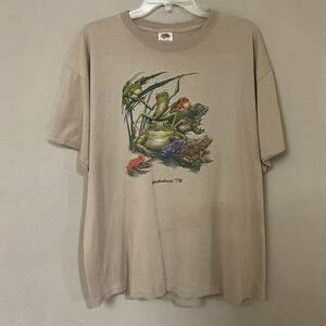 Vintage Green Frogs Graphic T Shirt Fruit of the Loom Best Tag Size XL 海外 即決