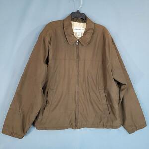 Eddie Bauer Men's Full Zip Work Jacket Lined Long Sleeve Brown Size L 海外 即決