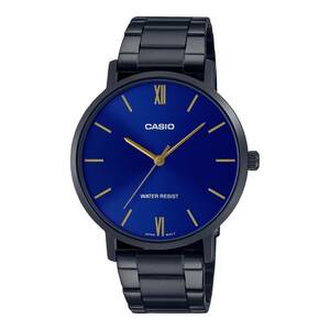 Casio MTP-VT01B-2B Men's Minimalistic Black IP Stainless Steel Blue Dial Watch 海外 即決