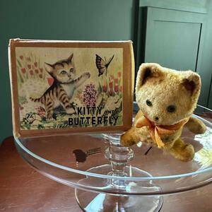 Vintage Japan Mechanical Wind-Up "Kitty and Butterfly" Shi Toy in Box 海外 即決