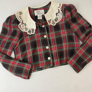 Sarah Elizabeth Vintage Plaid Button Down Shirt Top Crop Christmas Holidays Sz 6 海外 即決