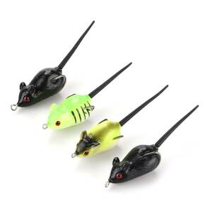 4Pcs Rubber Mouse Fishing Lures Baits Top Water Tackle Hooks Bait Color Random 海外 即決