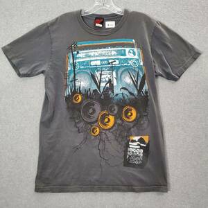 VINTAGE Mad Engine Men Shirt M Gray Boombox Hip Hop Streetwear Graphic 90s READ 海外 即決