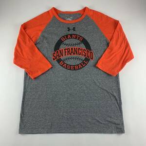 San Francisco Giants MLB Gray Orange Under Armour Raglan Shirt Mens Large 海外 即決