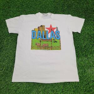 Vintage 1989 Dallas Cityscape Southfork-Ranch Shirt L-Short 21x25 White TV-Shows 海外 即決