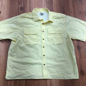 Vintage L.L. Bean Yellow Solid Button Up Solid Cotton Shirt Men's Size L 海外 即決