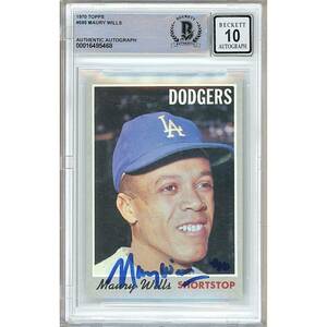 Maury Wills Los Angeles Dodgers Signed 1970 Topps #595 BAS BGS Auto 10 Slab 海外 即決