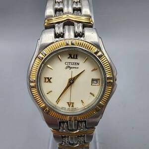 Citizen Elegance Watch Women Two Tone Cream Dial Date 25mm Round New Battery 海外 即決