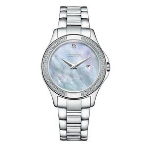 Citizen Eco-Drive Women's Silver Diamond Accents Calendar Watch 32MM EW2640-54Y 海外 即決