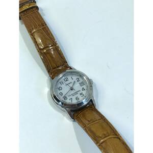 Casio solar powered wrist watch, ladies analog watch, brown leather band 海外 即決