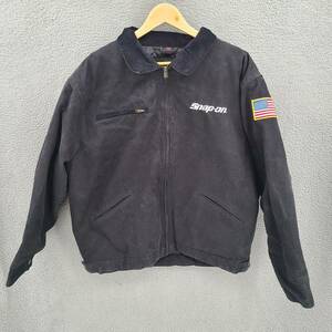 Snap On Jacket Mens XL Black Canvas Work Jacket Full Zip Corduroy Collar 海外 即決