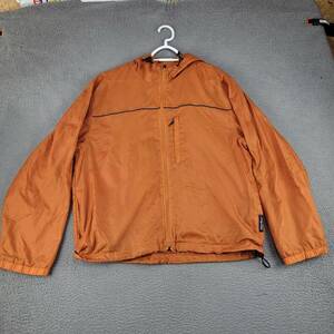 Eddie Bauer Jacket Mens Medium Orange Ripstop Full Zip Raincoat Outdoor Gorpcore 海外 即決