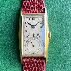 1942 Hamilton "Seckron" 980B Doctors 10K Gold Filled Art Deco Wristwatch 海外 即決