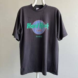 Vintage Hard Rock Cafe Paris Shirt Sz M Black 100% Cotton original 1990s 海外 即決