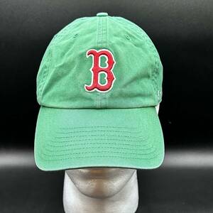 Boton Red Sox Green Hat Strap Back '47 Red Clover Cotton Used Fenway Park Co. 海外 即決
