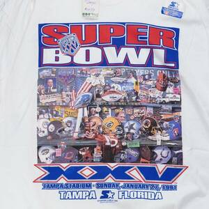 NEW OS Vintage Starter 90’s Super Bowl XXV 1991 New York Giants T-Shirt Men's XL 海外 即決