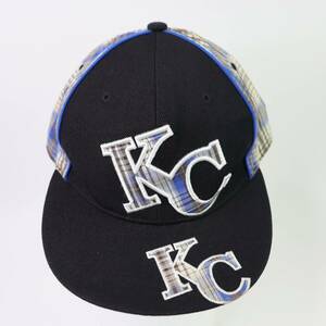 Kansas City KC City Hunter Blue Plaid Cap Fitted Baseball Hat XL Embroidered 海外 即決