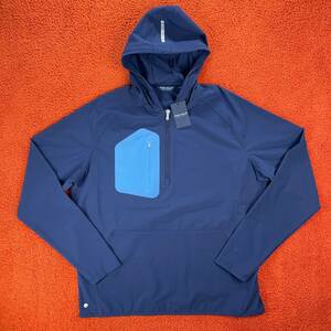 PETER MILLAR Mens XL Flex Adapt Half-Zip Navy Jacket Hooded Windbreaker $250 海外 即決