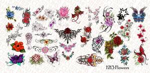 1/12 Scale Waterslide Decals for Action Figure tattoos Flowers theme 海外 即決