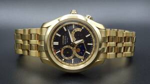 Citizen Calibre 8651 Moon Phase Eco-Drive Gold Tone Stainless Steel Men's Watch 海外 即決