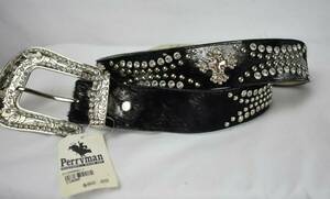 Black cowhide Angel Ranch women's belt with crosses size small 海外 即決