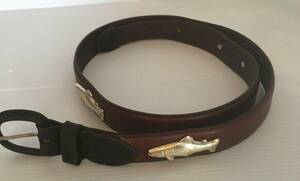 Leather Belt fish brown men Size 30 Oil Tanned Cowhide 海外 即決