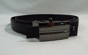 Brand Image New Black Leather Belt XL Size 40-44 Automatic Plaque Buckle 海外 即決