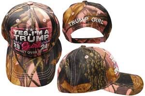 Yes I'm A Trump Girl 2024 Get Over It Pink Real Tree Camo Embroidered Cap Hat 海外 即決