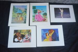 Lot of 5 Disney Princess PRints 11x14" Snow white Belle Tinkerbell Art Kids Wall 海外 即決