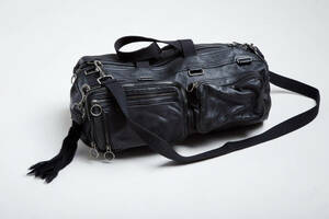 Dior Homme Leather Duffle Bag Black Overnight Weekend Gym Deville 海外 即決