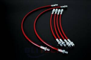 Fit 94-98 BMW 3-Series E36 Red Front Rear S/S Braided Hose Oil Brake Lines Cable 海外 即決