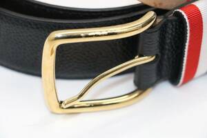 Thom browne Black Calfskin Pebbled Leather Belt Size 90 海外 即決