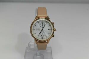 Citizen Eco-Drive Women's Rose Leather RG IP Chronograph FB2003-05A $325 Watch 海外 即決