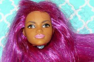 Mattel Fashionistas Barbie Doll ~ Head Only ~ LONG PURPLE HAIR ~ Bangs 海外 即決
