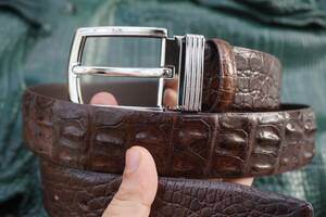 W 1.5" Brown Genuine Alligator Crocodile Hornback Leather Skin Men's Belt #T31 海外 即決