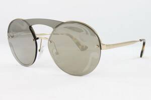 Prada Women's Sunglasses Round PR65TS ZVNODW Pale Gold 36mm Brown Mirrored Lens 海外 即決