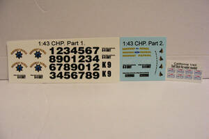 California Highway Patrol 1/43 Water Decals 2 Sets Fits Cars Trucks Vans SUVs 海外 即決