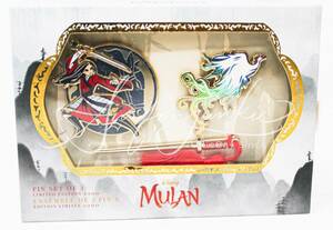 Disney Parks Shanghai Mulan 3 Piece Trading Pin Set Sword LE 2200 New Boxed 海外 即決