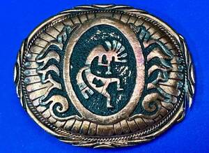 vintage HOPI KOKOPELLI BELT BUCKLE Handcrafted by SSI - feather side to repair? 海外 即決