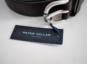 $198 PETER MILLAR COLLECTION Dark Brown GENUINE LEATHER Men's Belt 42 ITALY 海外 即決