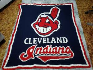 cleveland indians one of a kind handmade crocheted blanket 海外 即決